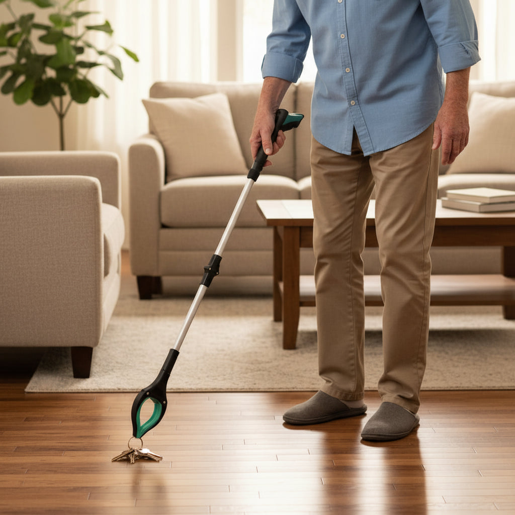 No more bending. Use grabber to pick up keys from floor